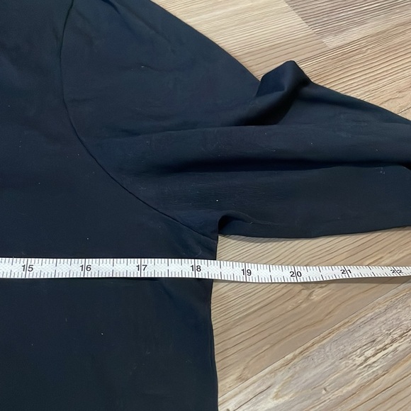 Theory Silk Ruffle trim Pima Cotton Blouse Black Size S Revolve Designer - Picture 6 of 11